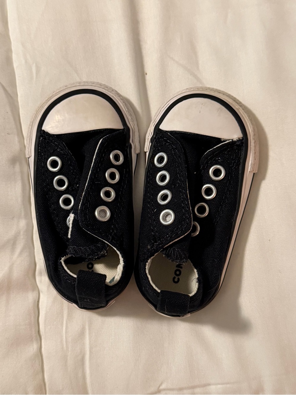 Converse Black Canvas Infant Kids Slip-On Sneakers